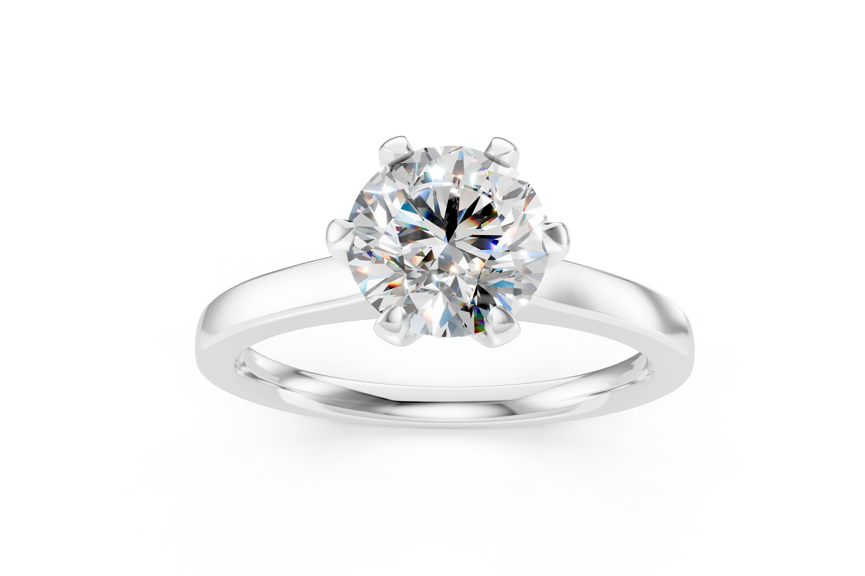 Elegant Platinum Round Diamond Solitaire with Pave Accents Ring (US Size 6)